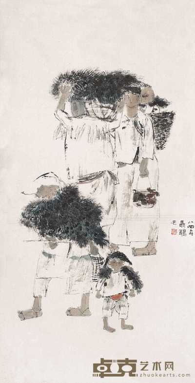 聂鸥 1984年作 归 立轴 130×66cm